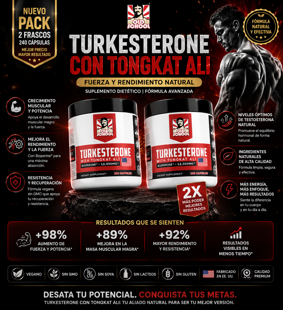 Turkesterone - Resistencia, Fuerza y Vitalidad 60 capsulas