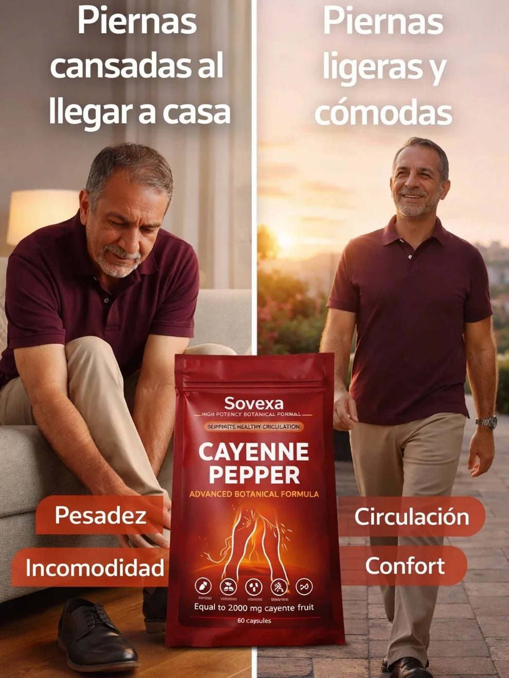 Sovexa Cayenne Pepper Suplemento Botánico para Circulación Saludable 60 Cápsulas